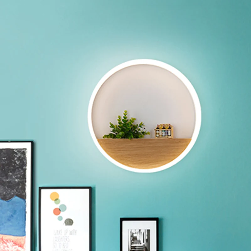 IP67 Gecertificeerde LED Acrylic Sconce Lighting Fixture Simple Wit Round Living Room Plant Wall Mount Light, 8"/12"/16" D...