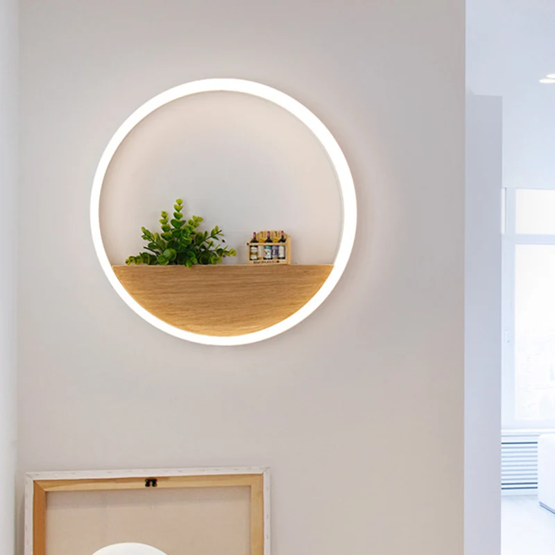IP67 Gecertificeerde LED Acrylic Sconce Lighting Fixture Simple Wit Round Living Room Plant Wall Mount Light, 8"/12"/16" D...
