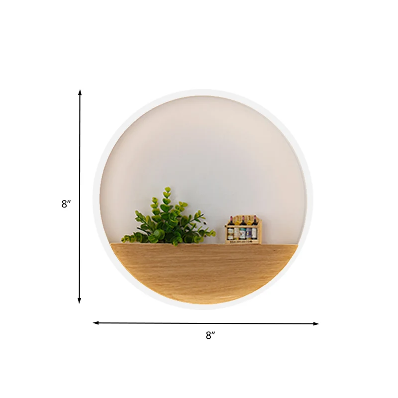 IP67 Gecertificeerde LED Acrylic Sconce Lighting Fixture Simple Wit Round Living Room Plant Wall Mount Light, 8"/12"/16" D...