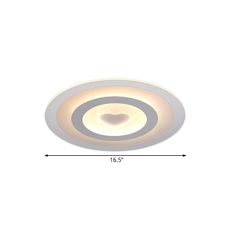 Modern Round Acrylic Flush Mount Light LED 8"/16.5"/20.5" Sprei Flush Lamp Heart Pattern Warm/White Light White