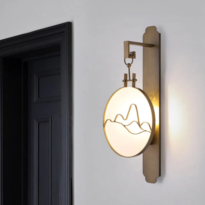 Ronde nachtkastwandverlichting Conventioneel metaal 10"/12" breed 1-lichts messing schanslamp