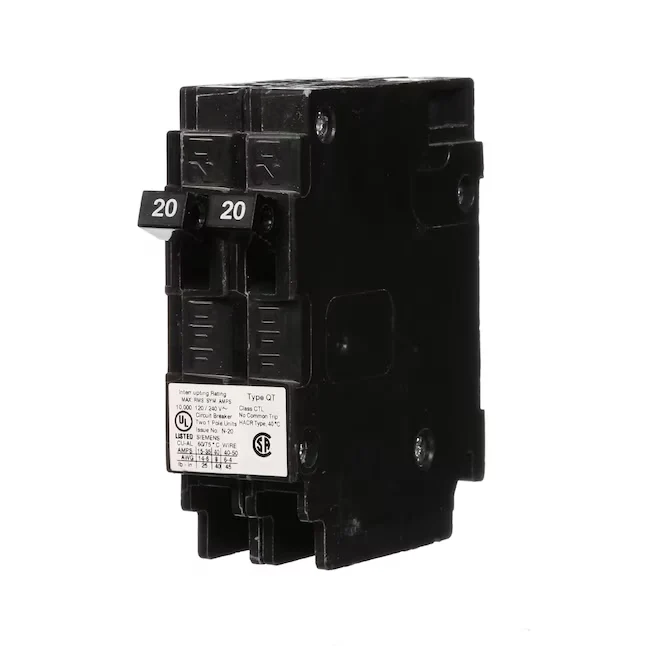 Siemens QT 20-amp/20-amp 1-Pole Tandem Circuit Breaker Type B Karakteristiek