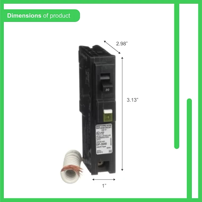 Square D Homeline 20-amp 1-Pole Combination Arc Fault Circuit Breaker met Testknop