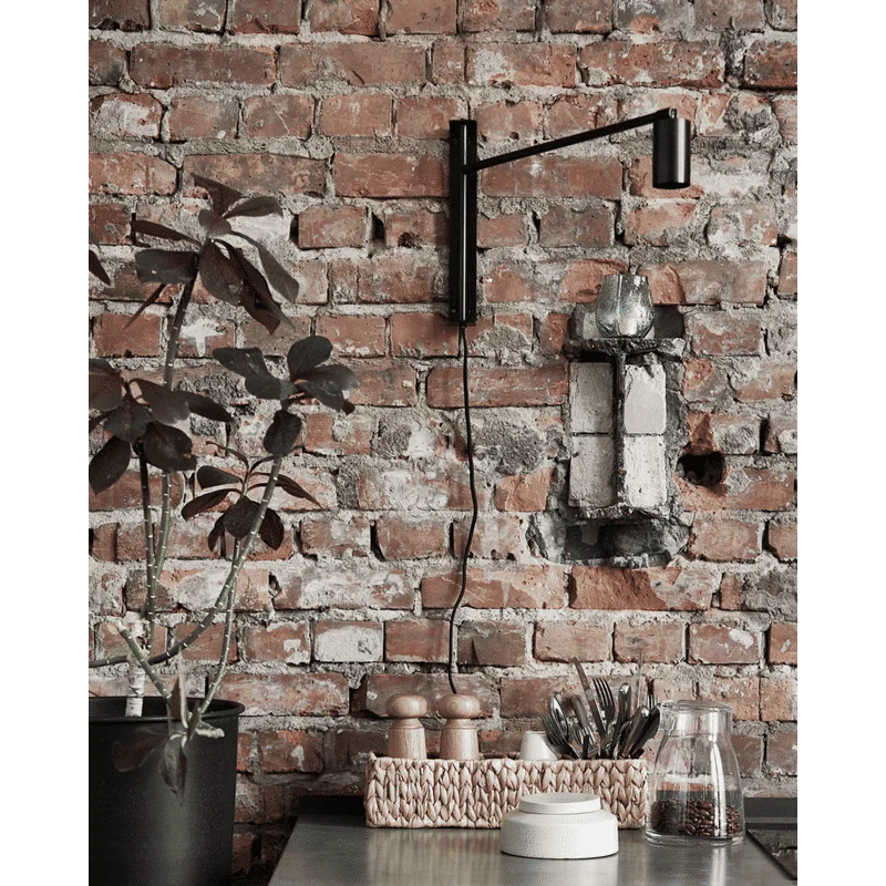 Batterij-gevoede House Doctor Norm Wandlamp, Zwart antiek