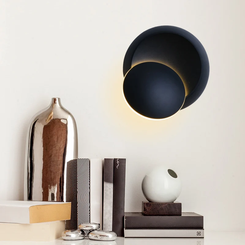 Beweegbare maanwandlamp Scandinavisch metaal Zwart/wit/roze LED-inbouwwandkandelaar wit/geel zacht
