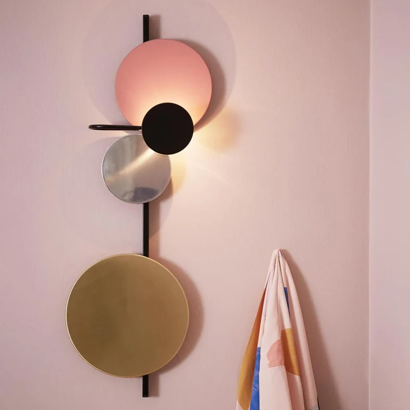 Beweegbare maanwandlamp Scandinavisch metaal Zwart/wit/roze LED-inbouwwandkandelaar wit/geel zacht