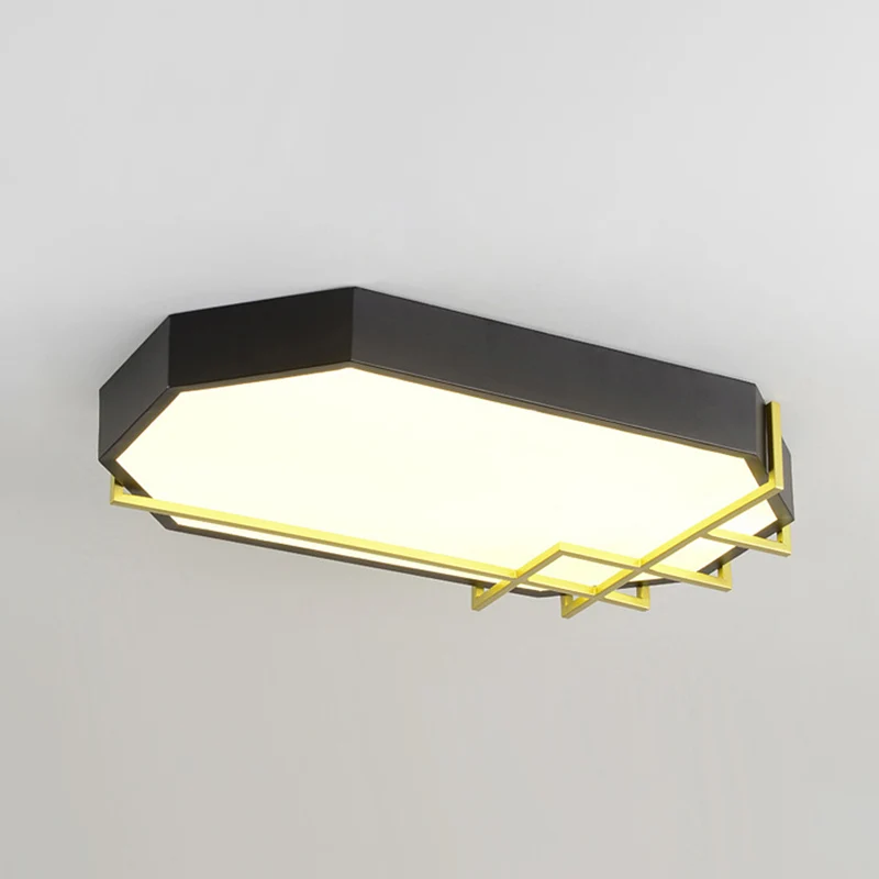 Compacte Zwart-gouden geometrische plafondlamp moderne 23,5"/31,5" lange LED metalen inbouwlamp