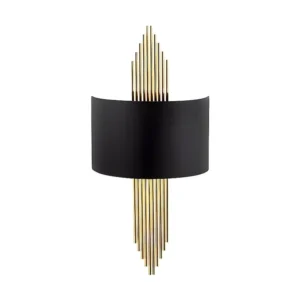 Metalen wandlamp SANGARIUS - B22 x H75 cm - Zwart en goud - Koop nu gewoon online