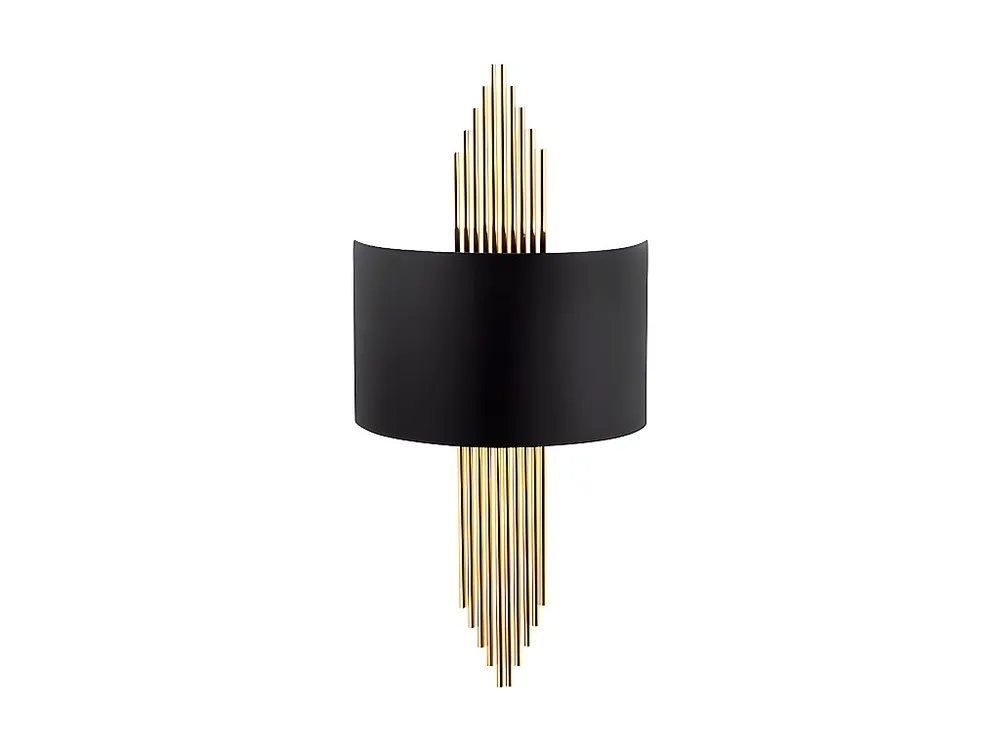 Metalen wandlamp SANGARIUS - B22 x H75 cm - Zwart en goud - Koop nu gewoon online