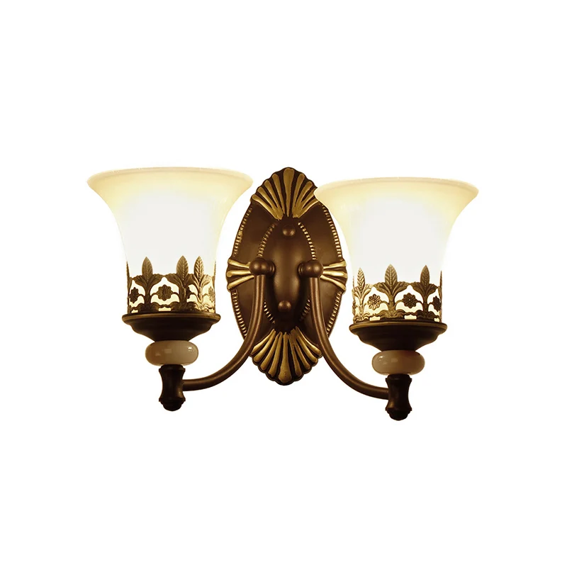 Zwarte Bell wandlamp, vintage witte glazen kap, 1/2-lichte woonkamer wandlamp voor Hobby en Professioneel Gebruik
