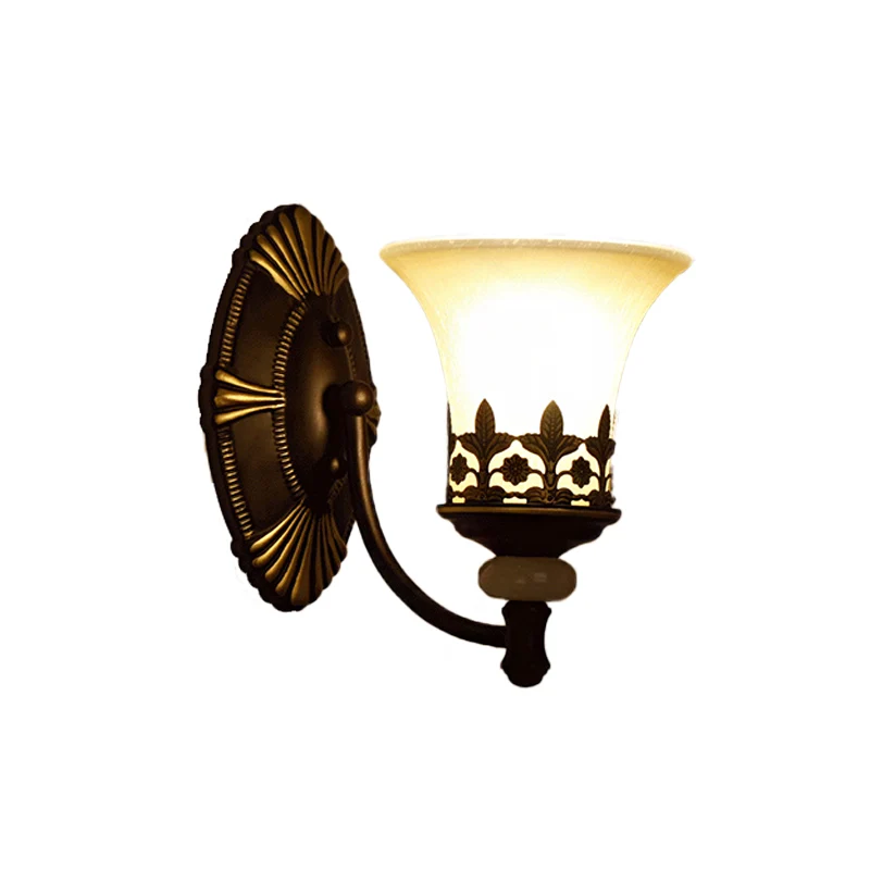 Zwarte Bell wandlamp, vintage witte glazen kap, 1/2-lichte woonkamer wandlamp voor Hobby en Professioneel Gebruik